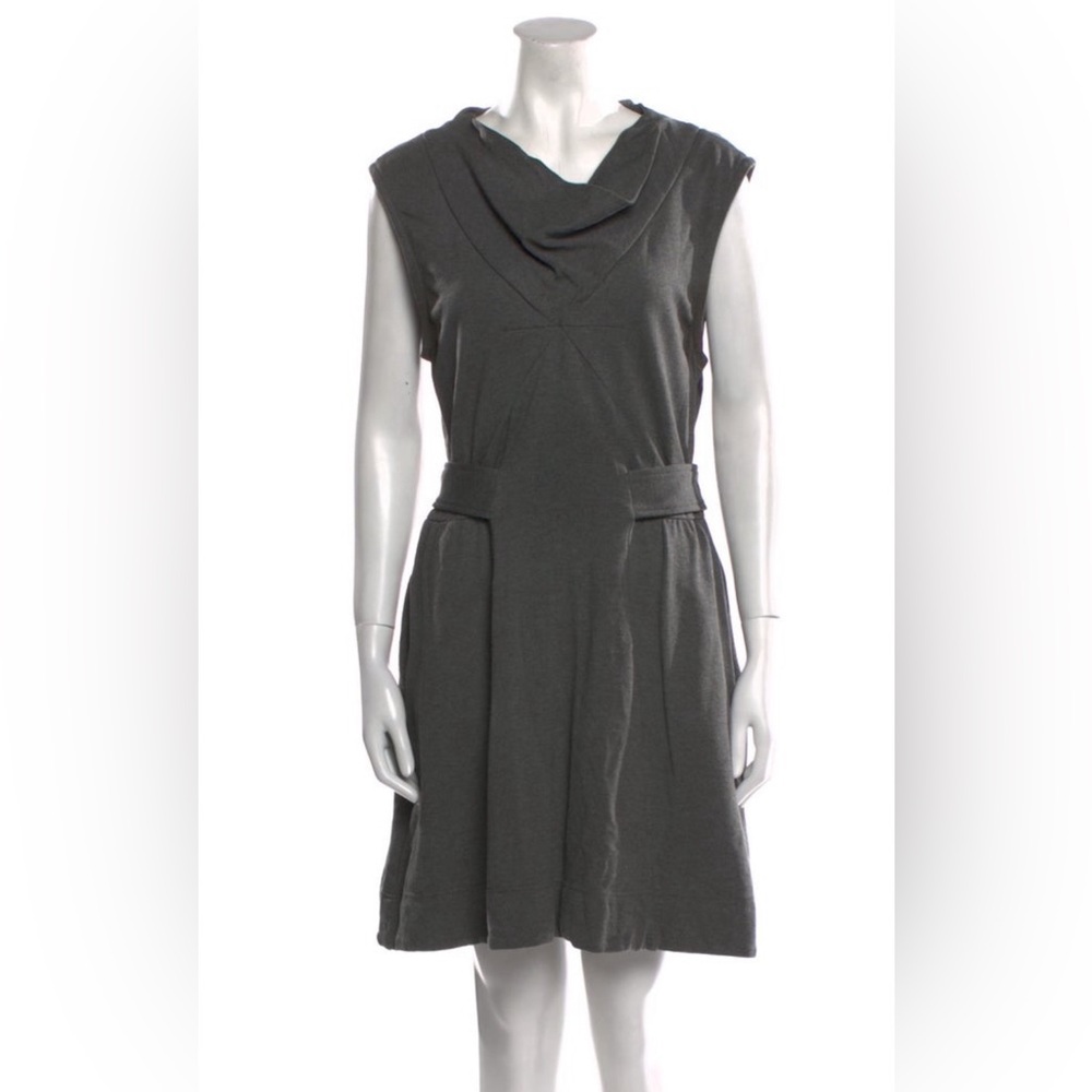 Marc Jacobs Vintage Gray Workwear Midi Dress Cowl Neck Minimalist Chic